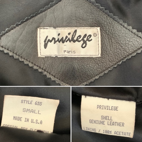 Vintage 90s Privilege Paris Black Leather Zip Up Jacket North Beach Goth Small - Picture 16 of 16
